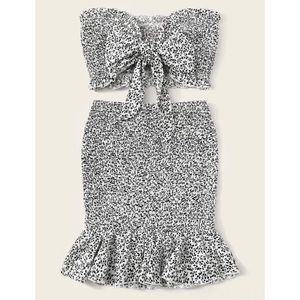 Shein Floral Knot Bandeau and Skirt Set